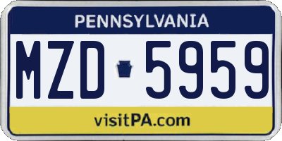 PA license plate MZD5959