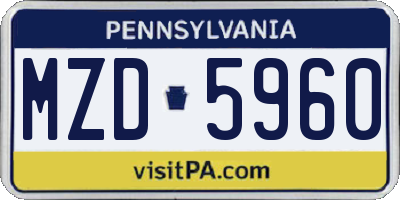 PA license plate MZD5960
