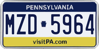 PA license plate MZD5964