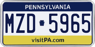 PA license plate MZD5965