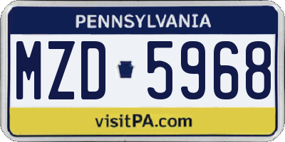 PA license plate MZD5968