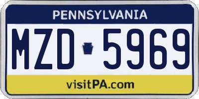 PA license plate MZD5969