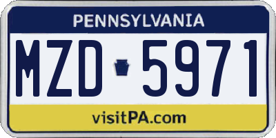 PA license plate MZD5971