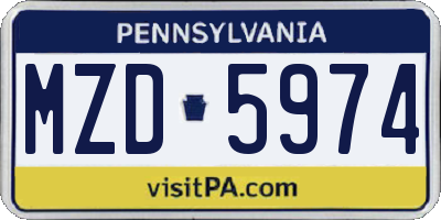 PA license plate MZD5974