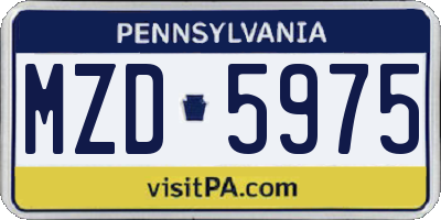 PA license plate MZD5975