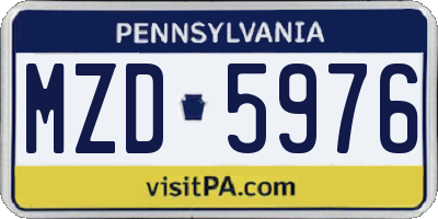 PA license plate MZD5976