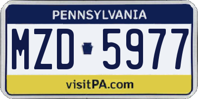PA license plate MZD5977