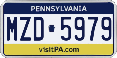 PA license plate MZD5979
