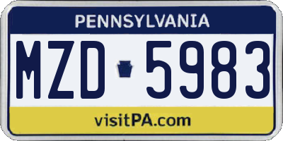 PA license plate MZD5983