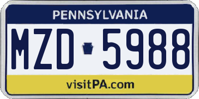 PA license plate MZD5988