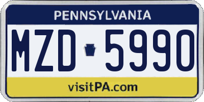 PA license plate MZD5990