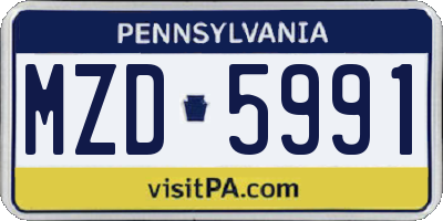 PA license plate MZD5991