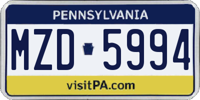 PA license plate MZD5994