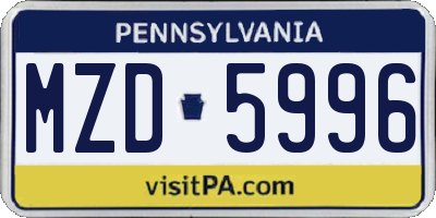 PA license plate MZD5996