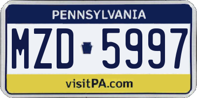 PA license plate MZD5997