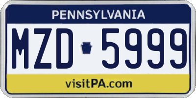 PA license plate MZD5999