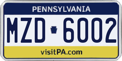 PA license plate MZD6002