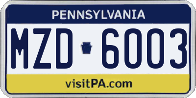 PA license plate MZD6003