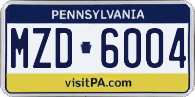 PA license plate MZD6004