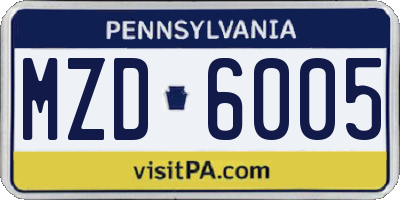 PA license plate MZD6005