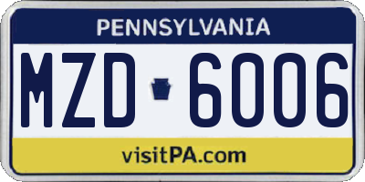 PA license plate MZD6006