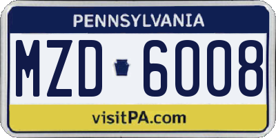PA license plate MZD6008