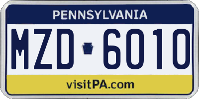PA license plate MZD6010