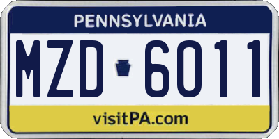 PA license plate MZD6011
