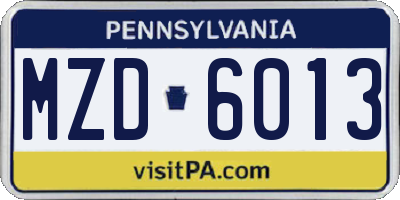 PA license plate MZD6013