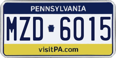 PA license plate MZD6015
