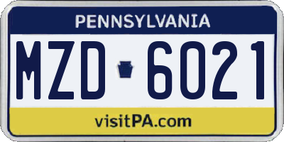 PA license plate MZD6021