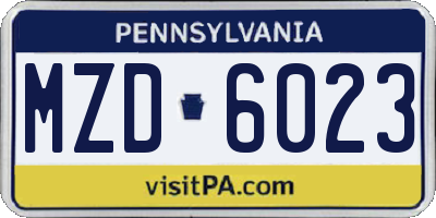 PA license plate MZD6023