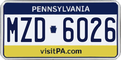 PA license plate MZD6026