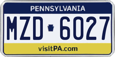 PA license plate MZD6027