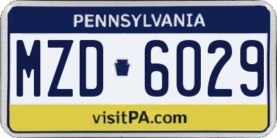 PA license plate MZD6029