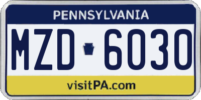 PA license plate MZD6030