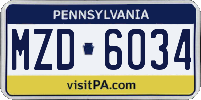 PA license plate MZD6034
