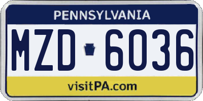 PA license plate MZD6036