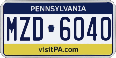 PA license plate MZD6040
