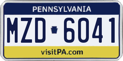 PA license plate MZD6041