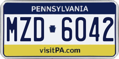 PA license plate MZD6042