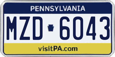 PA license plate MZD6043