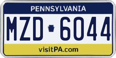 PA license plate MZD6044