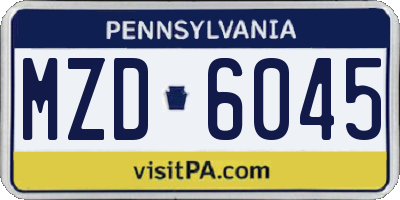 PA license plate MZD6045