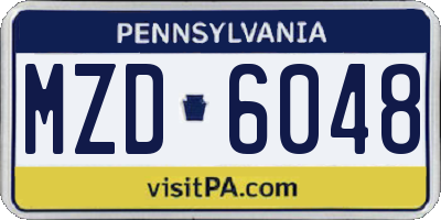 PA license plate MZD6048