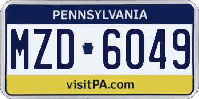 PA license plate MZD6049