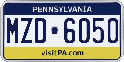 PA license plate MZD6050