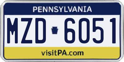 PA license plate MZD6051