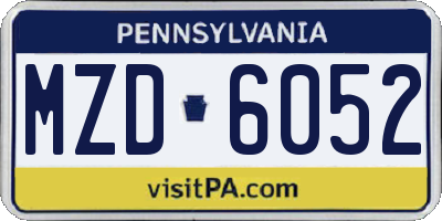 PA license plate MZD6052