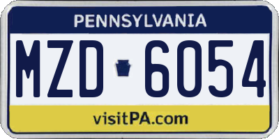 PA license plate MZD6054